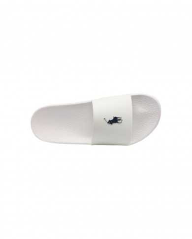 sandali bianchi da uomo con logo blu stampato su fascia | RALPH LAUREN