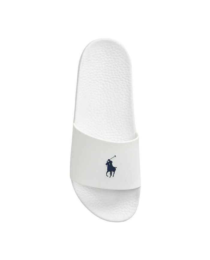 sandali bianchi da uomo con logo blu stampato su fascia | RALPH LAUREN sandali bianchi da uomo con logo blu stampato su fascia | RALPH LAUREN