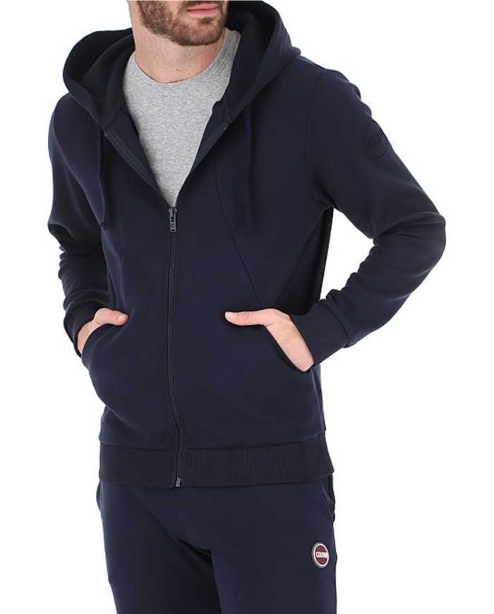 felpa navy da uomo con logo ricamato in tono sulla manica | COLMAR felpa navy da uomo con logo ricamato in tono sulla manica | COLMAR
