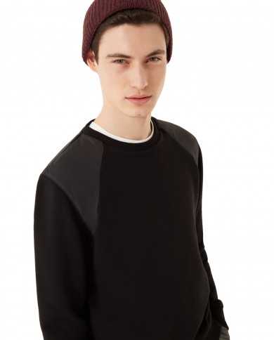 felpa nero da uomo con spalline in nylon e logo | COLMAR