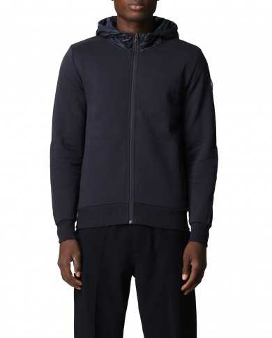 felpa garzata navy da uomo logata sul braccio | COLMAR