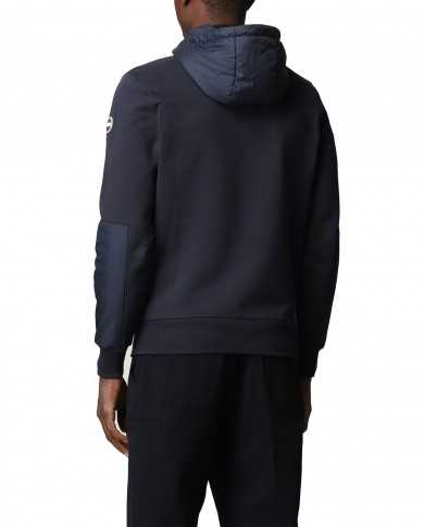 felpa garzata navy da uomo logata sul braccio | COLMAR
