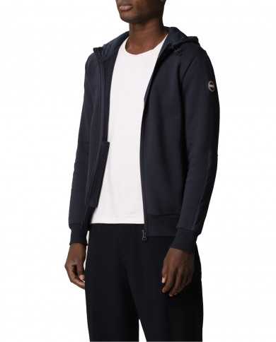 felpa garzata navy da uomo logata sul braccio | COLMAR