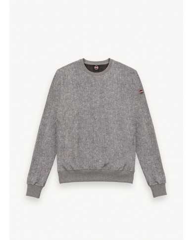 felpa grigia da uomo con effetto melange e logato su manica | COLMAR