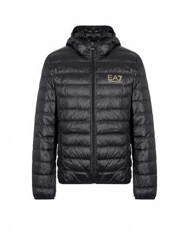 piumino nero da uomo con logo oro sul petto | EA7 piumino nero da uomo con logo oro sul petto | EA7