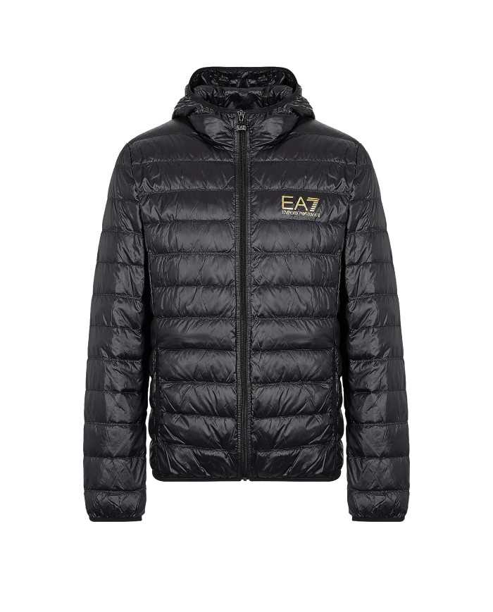 piumino nero da uomo con logo oro sul petto | EA7 piumino nero da uomo con logo oro sul petto | EA7