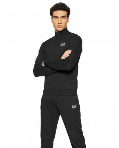tuta nera da uomo con felpa e pantalone logati | EA7