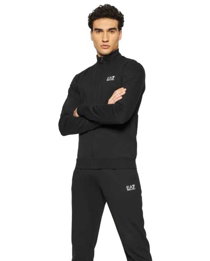 tuta nera da uomo con felpa e pantalone logati | EA7 tuta nera da uomo con felpa e pantalone logati | EA7