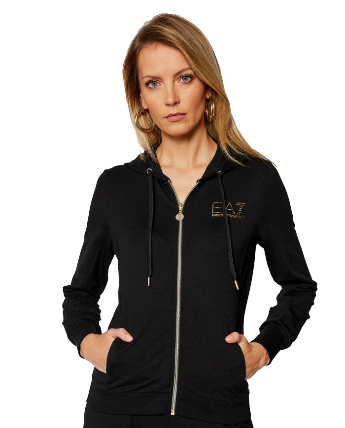 EA7 Armani Tuta Donna 8NTV51 TJ9RZ A ET Felpa con Cappuccio 1200 BL