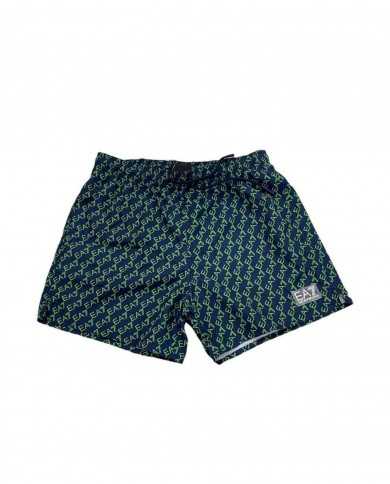 costume mare boxer blu navy da uomo con motivo logato all-over | EA7