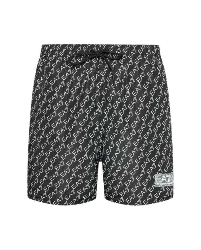 costume mare boxer nero da uomo con motivo logato all-over | EA7 costume mare boxer nero da uomo con motivo logato all-over | EA7