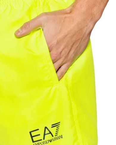 costume mare boxer giallo fluo da uomo con stampa logata | EA7