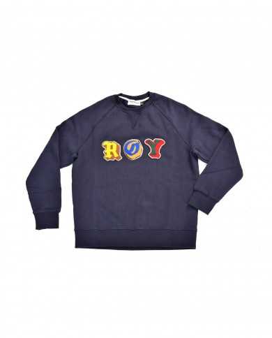 felpa blue navy da uomo con logo ricamato multicolor | ROY ROGER'S
