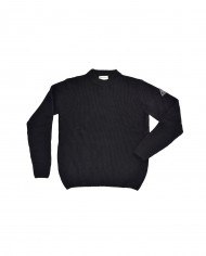 maglia nero da uomo lavorato con logo patch in denim | ROY ROGER'S