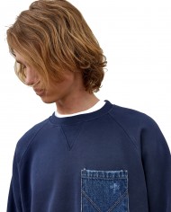 felpa blue uomo con taschino denim e dettagli ricamati | ROY ROGER'S felpa blue uomo con taschino denim e dettagli ricamati | ROY ROGER'S