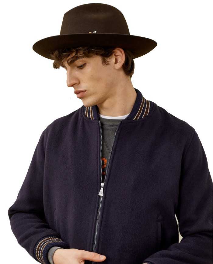 bomber blue da uomo con dettagli stripes in contrasto | ROY ROGER'S bomber blue da uomo con dettagli stripes in contrasto | ROY ROGER'S