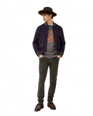 bomber blue da uomo con dettagli stripes in contrasto | ROY ROGER'S bomber blue da uomo con dettagli stripes in contrasto | ROY ROGER'S