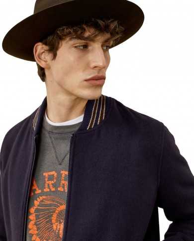 bomber blue da uomo con dettagli stripes in contrasto | ROY ROGER'S