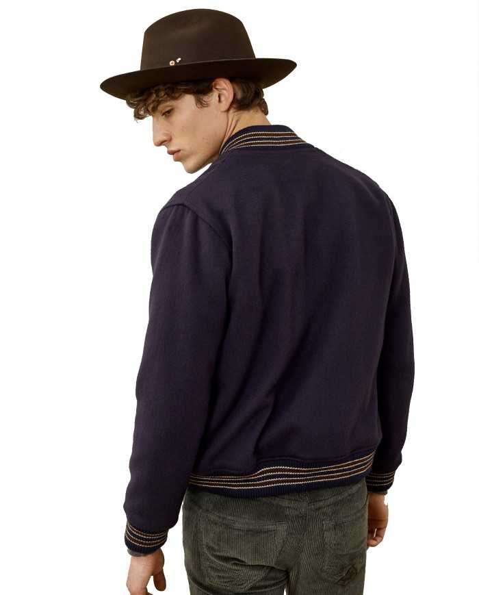 bomber blue da uomo con dettagli stripes in contrasto | ROY ROGER'S bomber blue da uomo con dettagli stripes in contrasto | ROY ROGER'S