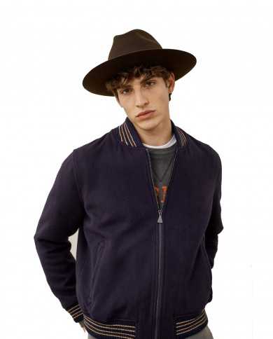 bomber blue da uomo con dettagli stripes in contrasto | ROY ROGER'S