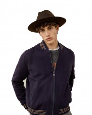 bomber blue da uomo con dettagli stripes in contrasto | ROY ROGER'S bomber blue da uomo con dettagli stripes in contrasto | ROY ROGER'S