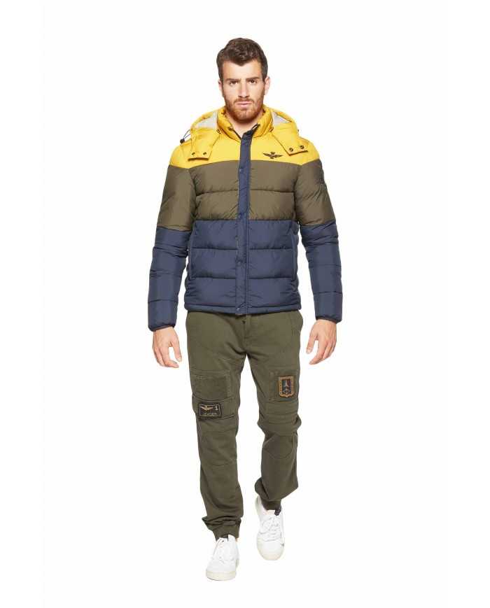 AERONAUTICA MILITARE Piumino Uomo AB1768 A-TI Cappuccio Giallo Verd...