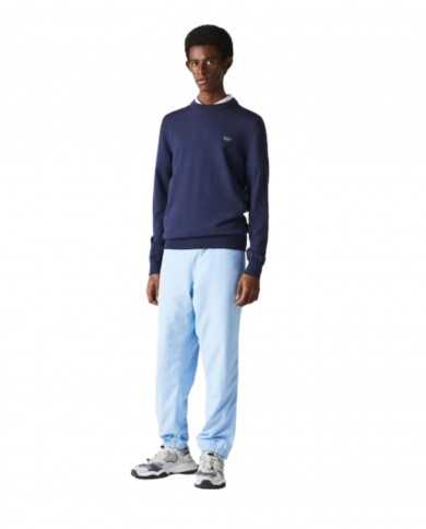 maglia blu cina da uomo con coccodrillo ricamato in tono | LACOSTE