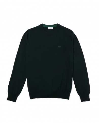 maglia verde da uomo con coccodrillo ricamato in tono | LACOSTE