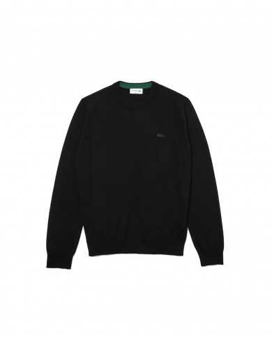 maglia nera da uomo con coccodrillo ricamato in tono | LACOSTE