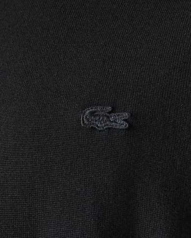 maglia nera da uomo con coccodrillo ricamato in tono | LACOSTE