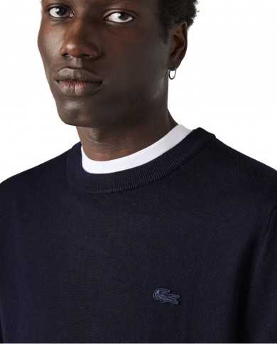 maglia blue navy da uomo con coccodrillo ricamato in tono | LACOSTE