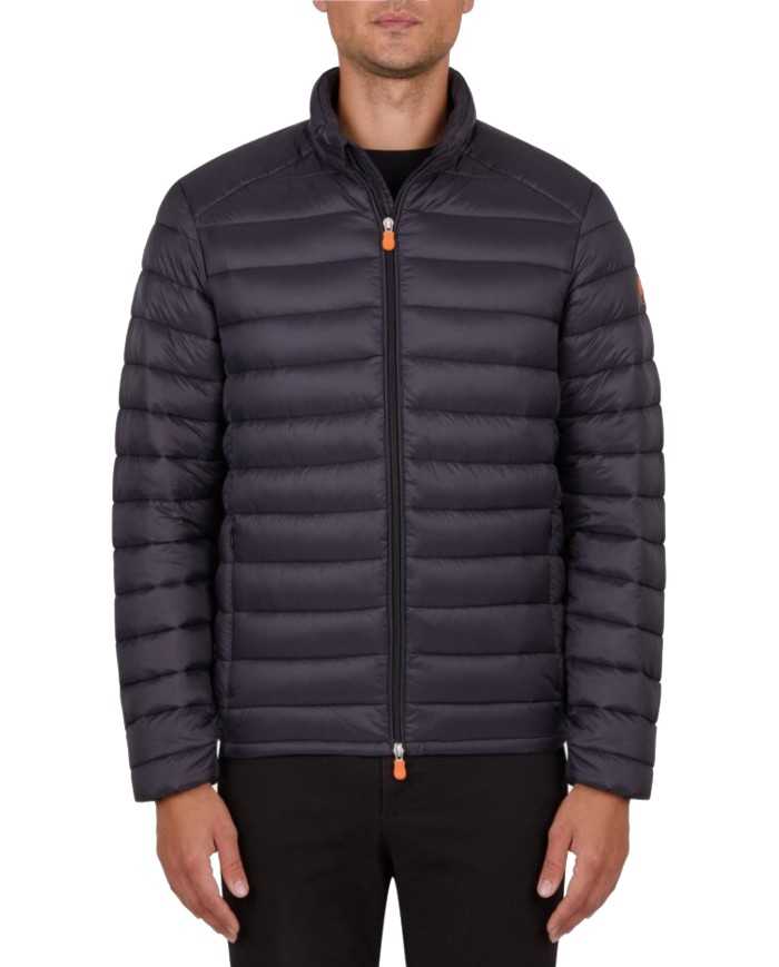 piumino nero da uomo logato in contrasto | SAVE THE DUCK piumino nero da uomo logato in contrasto | SAVE THE DUCK