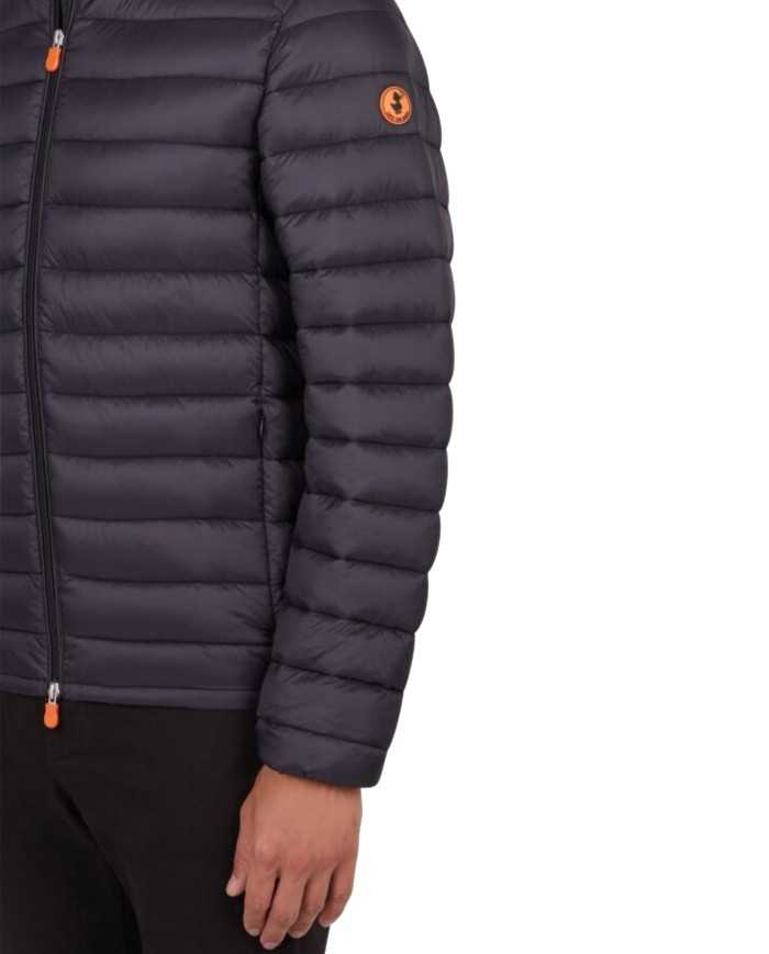 piumino nero da uomo logato in contrasto | SAVE THE DUCK piumino nero da uomo logato in contrasto | SAVE THE DUCK