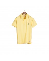 Polo gialla da uomo con stampa e logo ricamato sul petto | BOB Polo gialla da uomo con stampa e logo ricamato sul petto | BOB