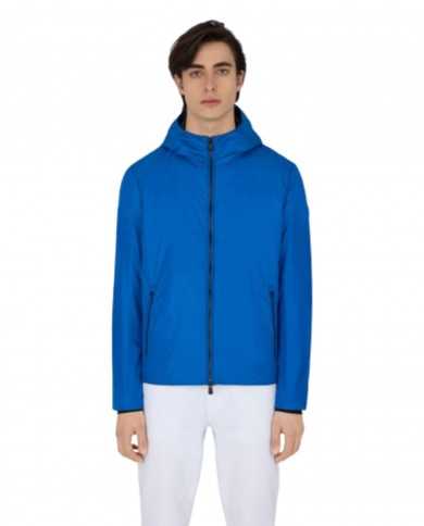 giacca waterproof astral blue da uomo logato su manica | SAVE THE DUCK