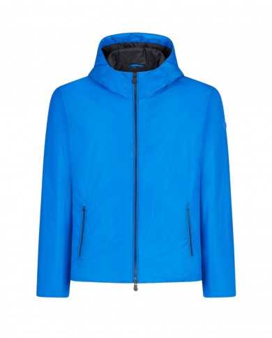 giacca waterproof astral blue da uomo logato su manica | SAVE THE DUCK