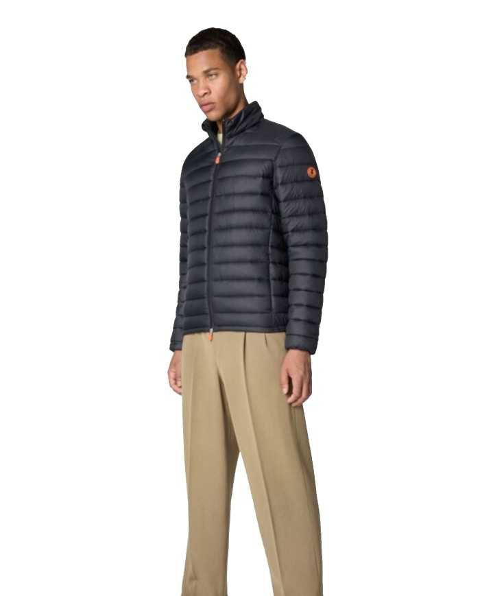 piumino nero da uomo logato in contrasto | SAVE THE DUCK piumino nero da uomo logato in contrasto | SAVE THE DUCK