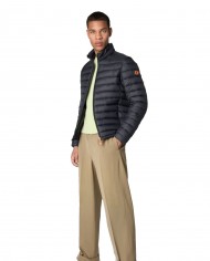 piumino nero da uomo logato in contrasto | SAVE THE DUCK piumino nero da uomo logato in contrasto | SAVE THE DUCK