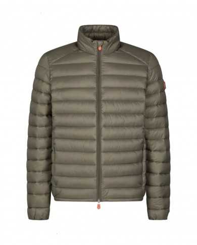 piumino mud grey da uomo logato in contrasto | SAVE THE DUCK piumino mud grey da uomo logato in contrasto | SAVE THE DUCK