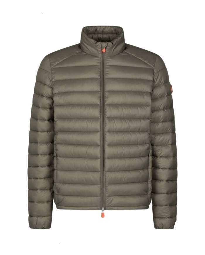 piumino mud grey da uomo logato in contrasto | SAVE THE DUCK piumino mud grey da uomo logato in contrasto | SAVE THE DUCK