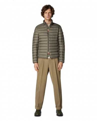 piumino mud grey da uomo logato in contrasto | SAVE THE DUCK piumino mud grey da uomo logato in contrasto | SAVE THE DUCK