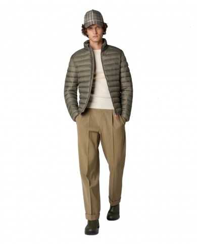 piumino mud grey da uomo logato in contrasto | SAVE THE DUCK piumino mud grey da uomo logato in contrasto | SAVE THE DUCK