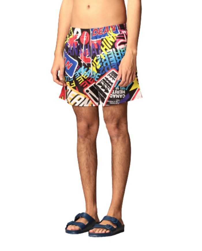 boxer mare da uomo con fantasia a scritte multicolor | DSQUARED2