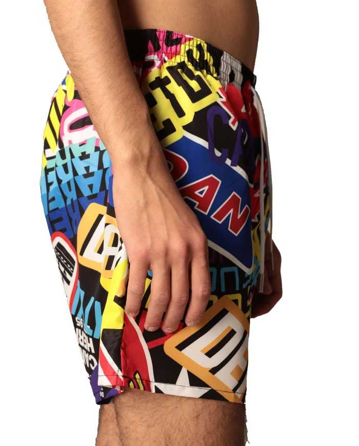 boxer mare da uomo con fantasia a scritte multicolor | DSQUARED2