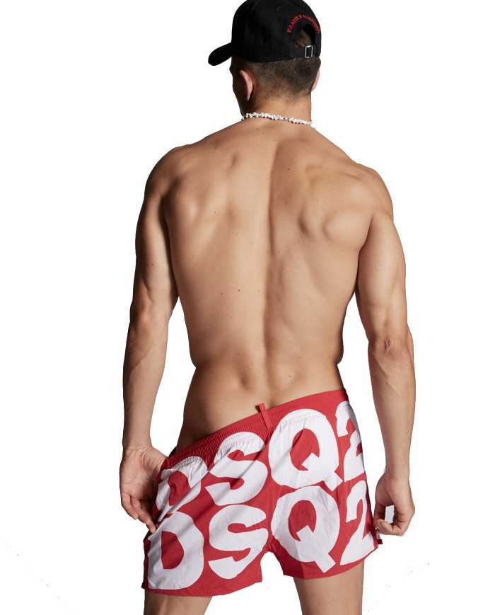 boxer mare rosso da uomo con motivo logato all-over bianco | DSQUARED2 boxer mare rosso da uomo con motivo logato all-over bianco | DSQUARED2