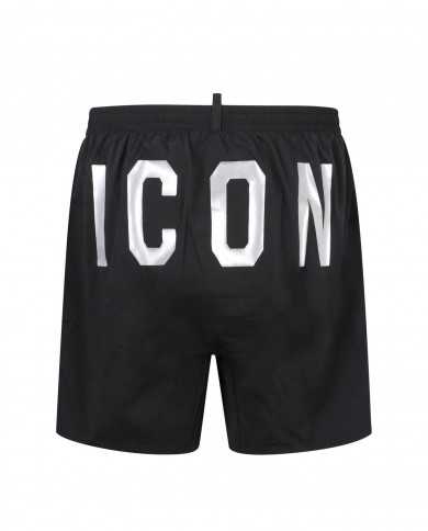 costume mare stile bermuda nero da uomo con scritta ICON | DSQUARED2 costume mare stile bermuda nero da uomo con scritta ICON | DSQUARED2