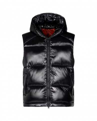 piumino gilet nero da uomo con interno in contrasto | SAVE THE DUCK