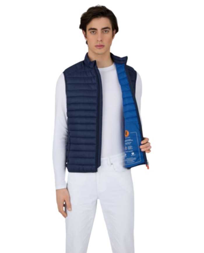 gilet navy blue da uomo con logo gommato | SAVE THE DUCK gilet navy blue da uomo con logo gommato | SAVE THE DUCK