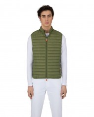gilet smanicato dusty olive da uomo con logo gommato | SAVE THE DUCK gilet smanicato dusty olive da uomo con logo gommato | SAVE THE DUCK