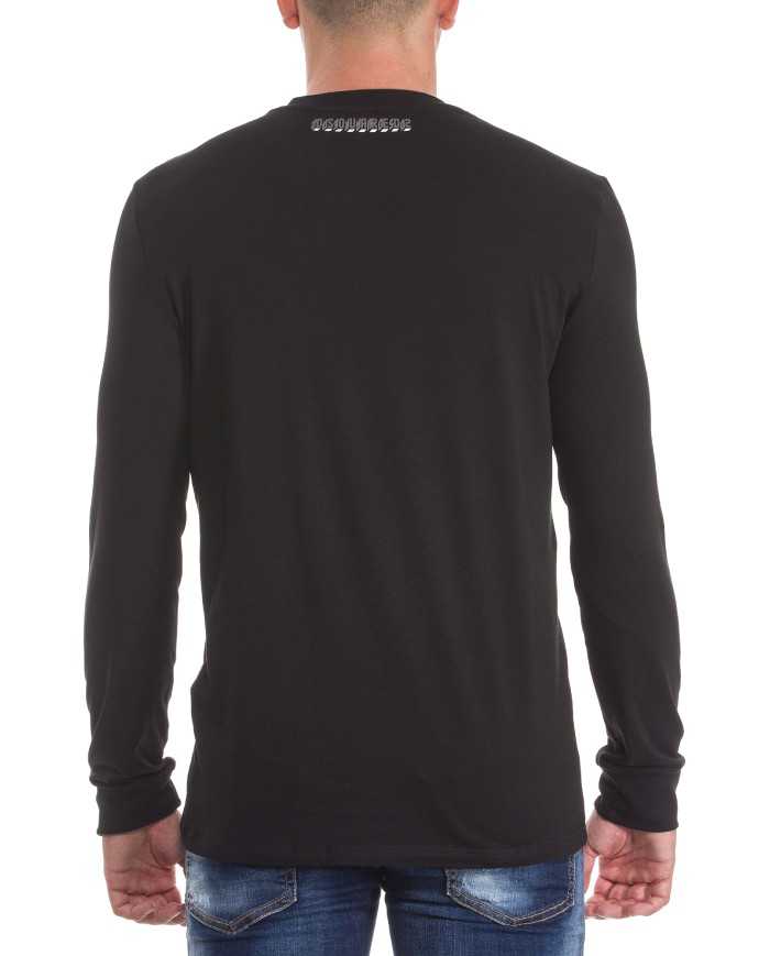 t-shirt nero da uomo logato dietro sotto il collo | DSQUARED2